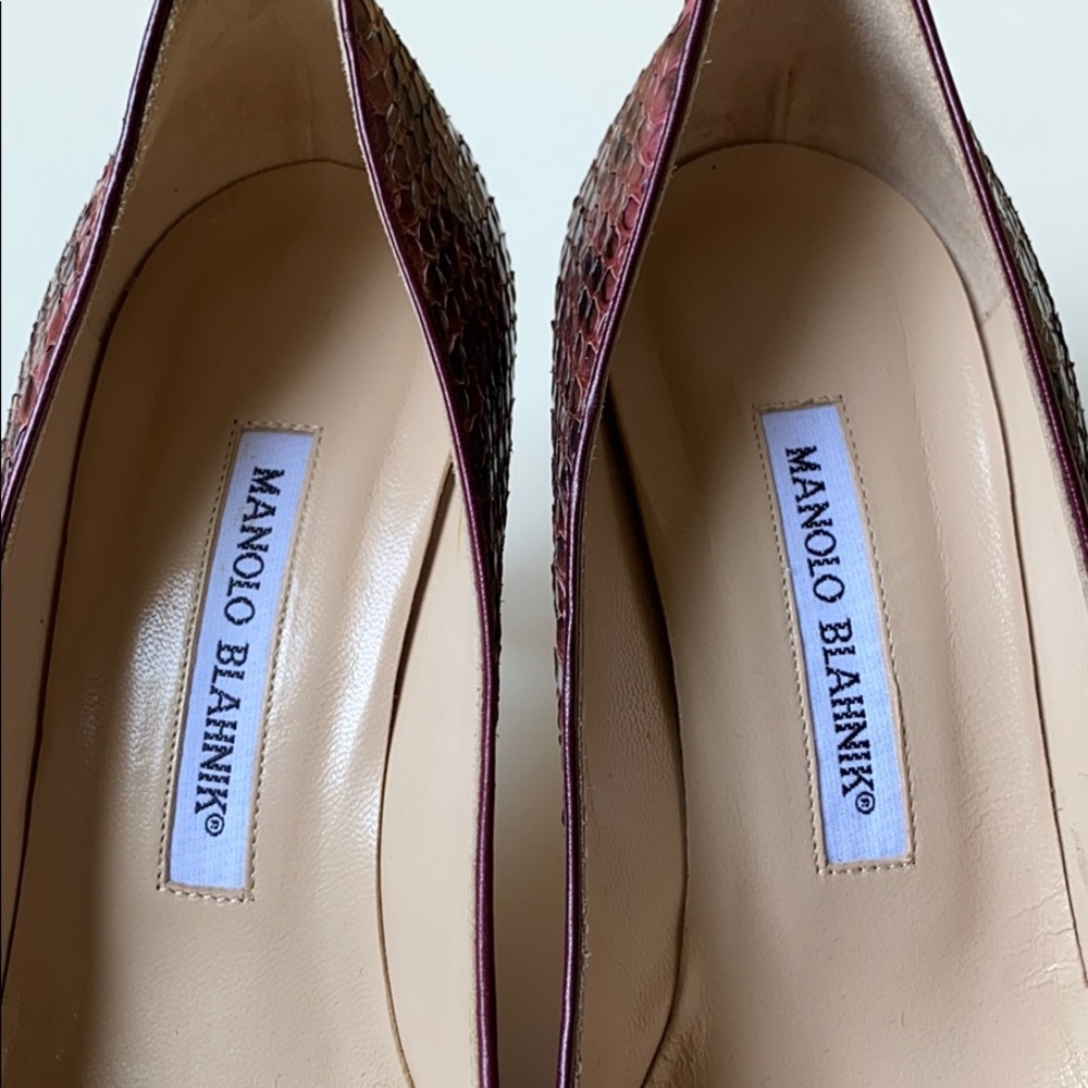 Manolo Blahnik Pink Python Heels. - image 6